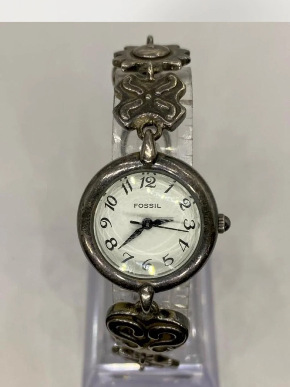 *** Fossil  ^^^ Women's Silver-Tone Floral Link Bracelet Watch - Silverwear ❤️